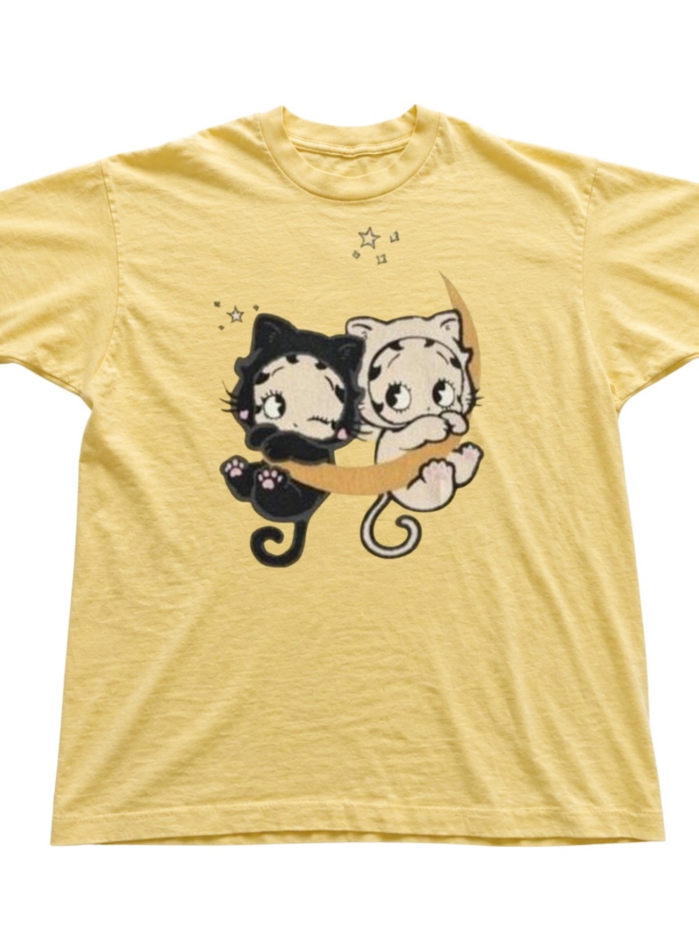 Yellowhaze Tee with Cute Cat Moon Graphic
